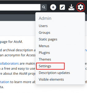 Captura de tela com destaque à roldana que representa a área de configurações. E ao item de menu "Settings"